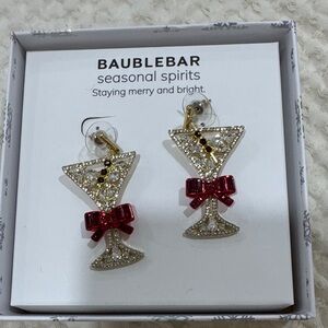 BaubleBar Festive Gold and Red Bow Earrings